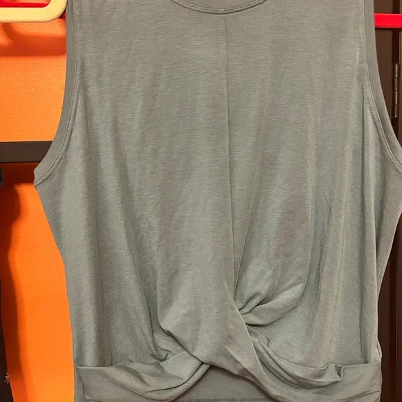Athleta Twist-Knot Sleeveless Tank Top - Black & and Gray Blue - Picture 6 of 8